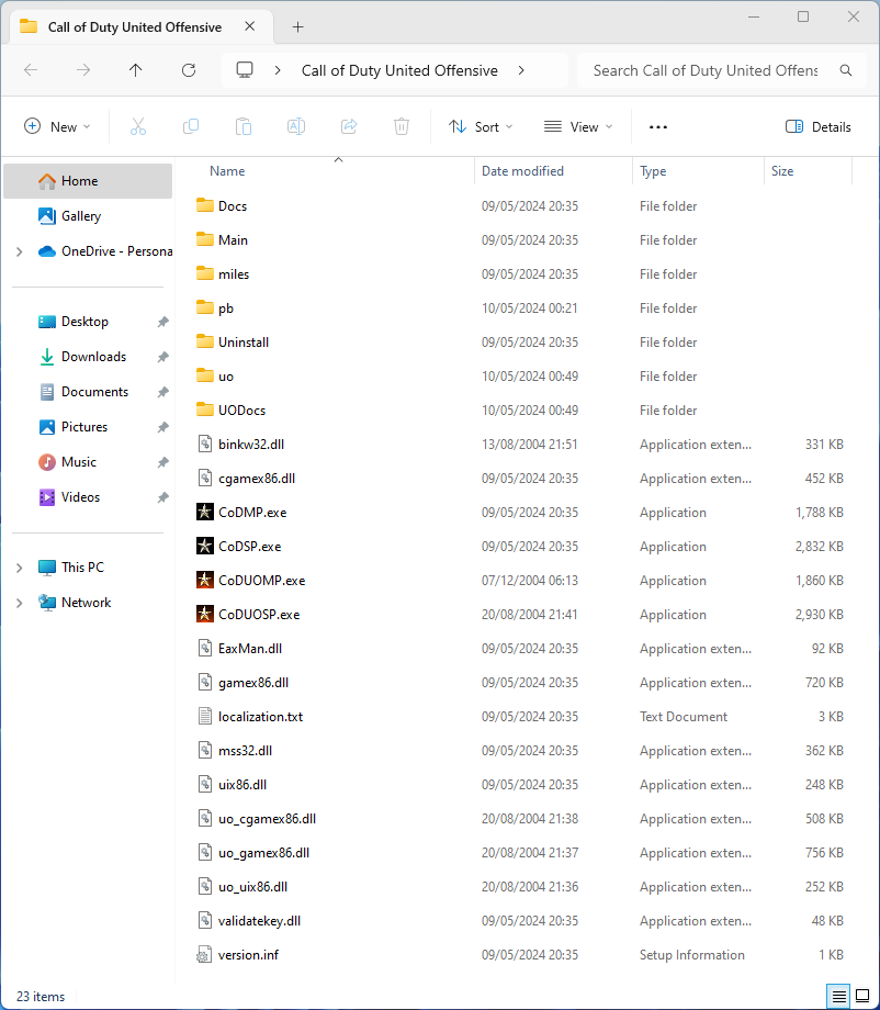 Call of Duty: United Offensive directory structure